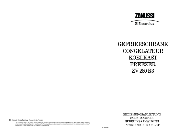 Page n°1 - Manuel utilisateur Zanussi ZV 280 R3