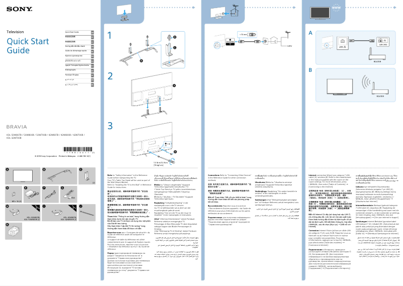 Page 1 de la notice Guide d'installation Sony Bravia KDL-42W800B