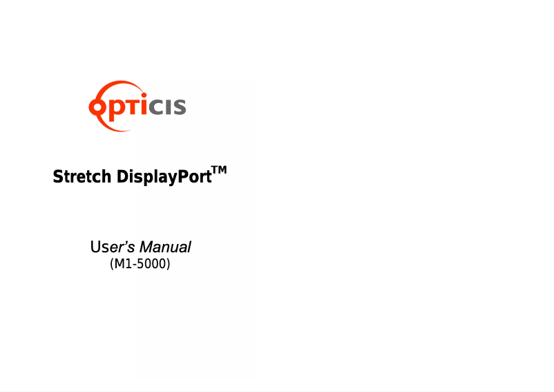 Page n°1 - Manuel utilisateur Opticis M1-5000-100