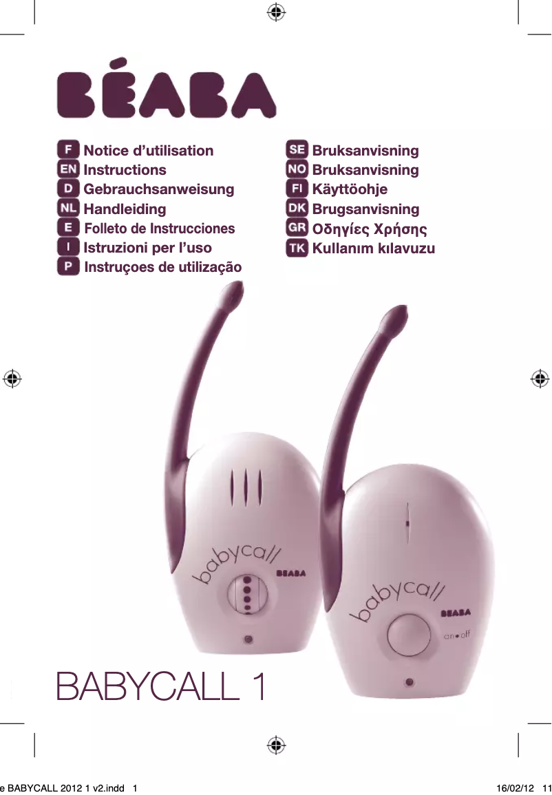 Page n°1 - Manuel utilisateur Beaba Babycall 1