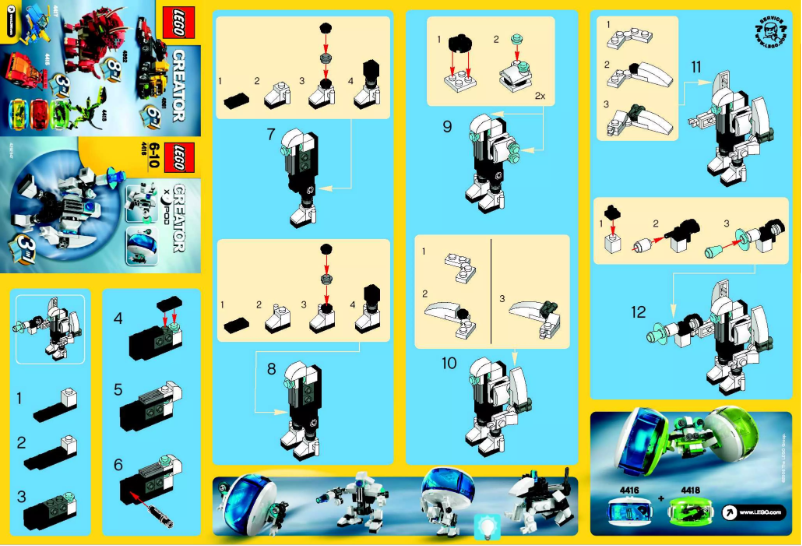 Page 1 de la notice Manuel utilisateur Lego Creator X Pod 4416