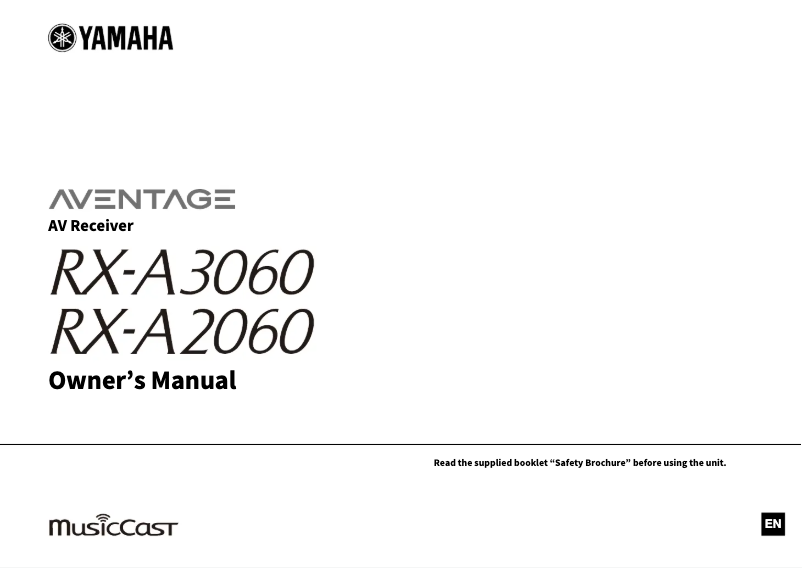 Page 1 de la notice Guide d'installation Yamaha RX-A3060