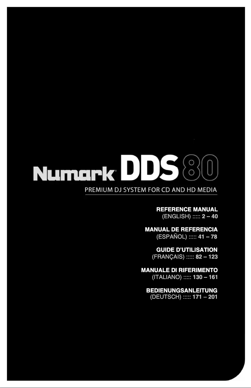 Page 1 de la notice Manuel utilisateur Numark DDS80