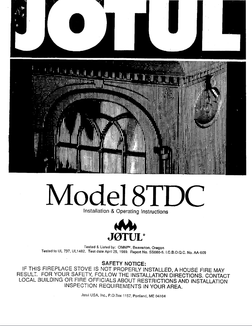 Page n°1 - Manuel utilisateur Jøtul Model 8Tdc