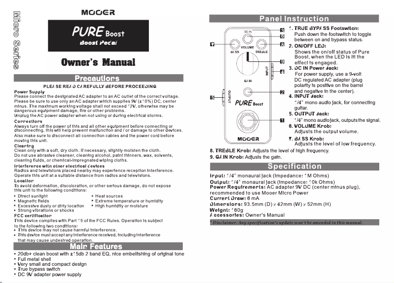 Image de la première page du manuel de l'appareil Pure Boost