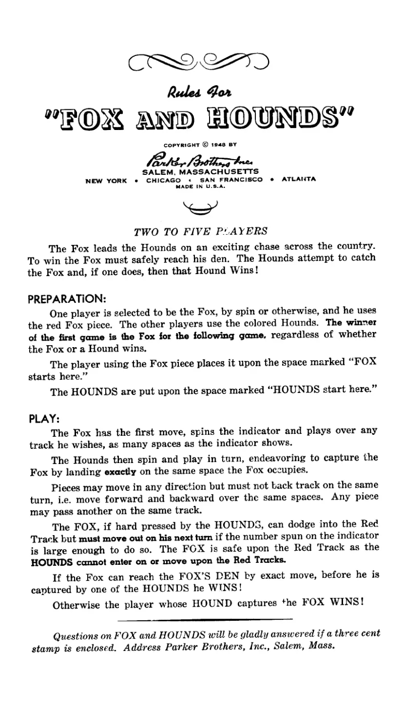 Page n°1 - Manuel utilisateur Parker Fox & Hounds