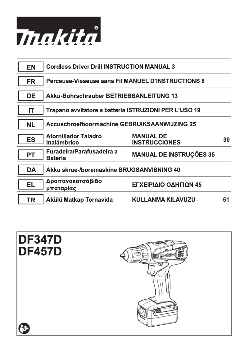 Page 1 de la notice Manuel utilisateur Makita DK1497