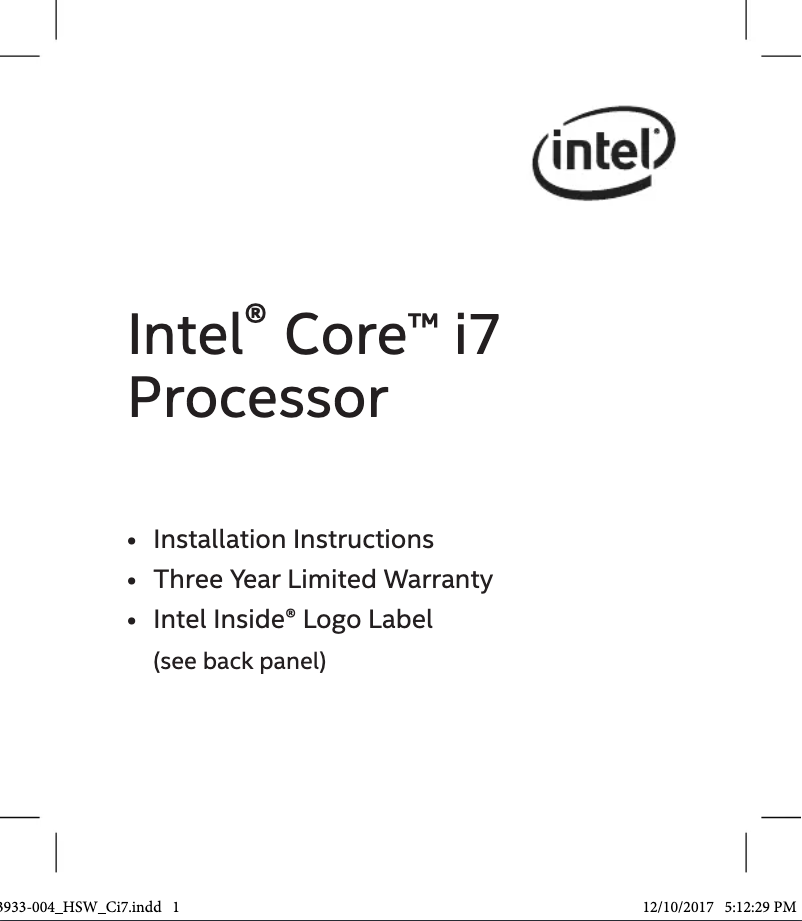 Image de la première page du manuel de l'appareil Core i7-9700
