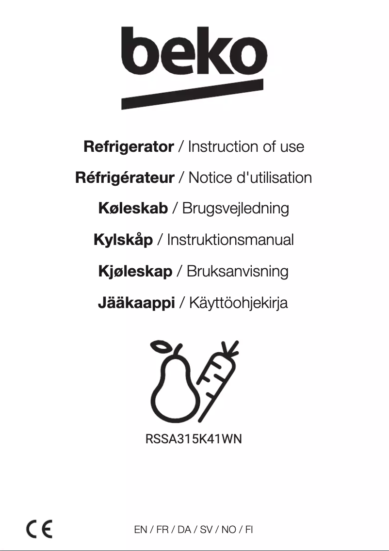 Page 1 de la notice Manuel utilisateur Beko RSSA315K41WN