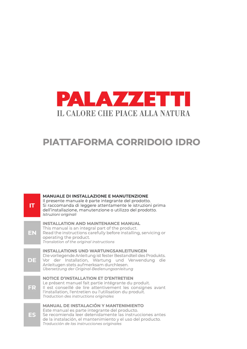 Page n°1 - Manuel utilisateur Palazzetti Ecofire Tiffany Idro