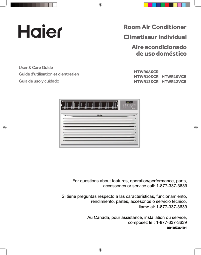 Page 1 de la notice Manuel d'utilisation et d'entretien Haier HTWR12XCR