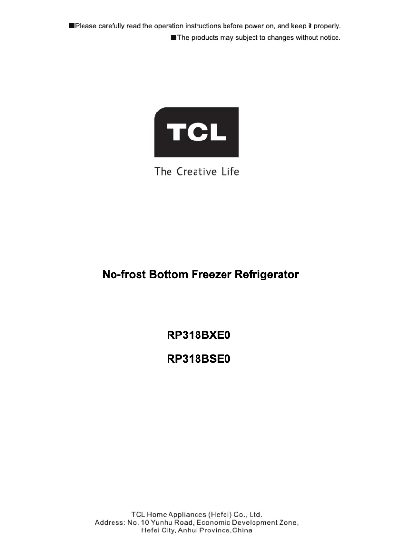 Page n°1 - Manuel utilisateur TCL RP503SSF0