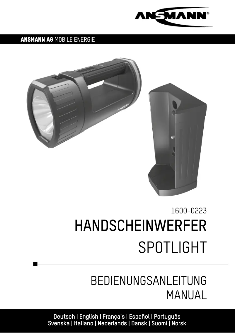 Page 1 de la notice Manuel utilisateur Ansmann HS20R Pro