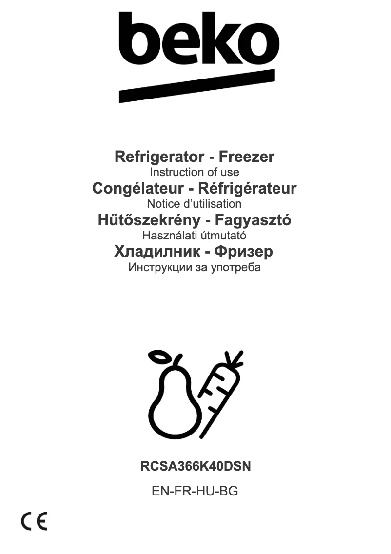 Page 1 de la notice Manuel utilisateur Beko RCSA366K40DSN