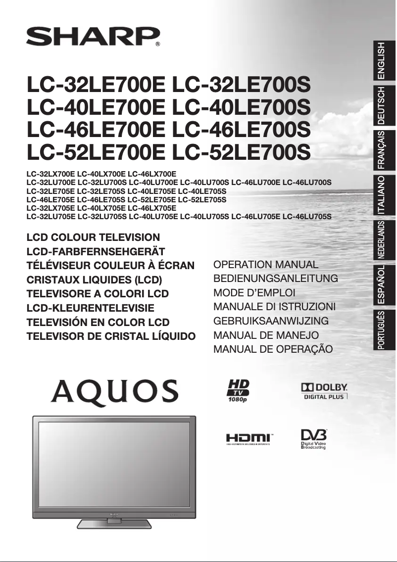 Page 1 de la notice Manuel utilisateur Sharp LC-40LE705E