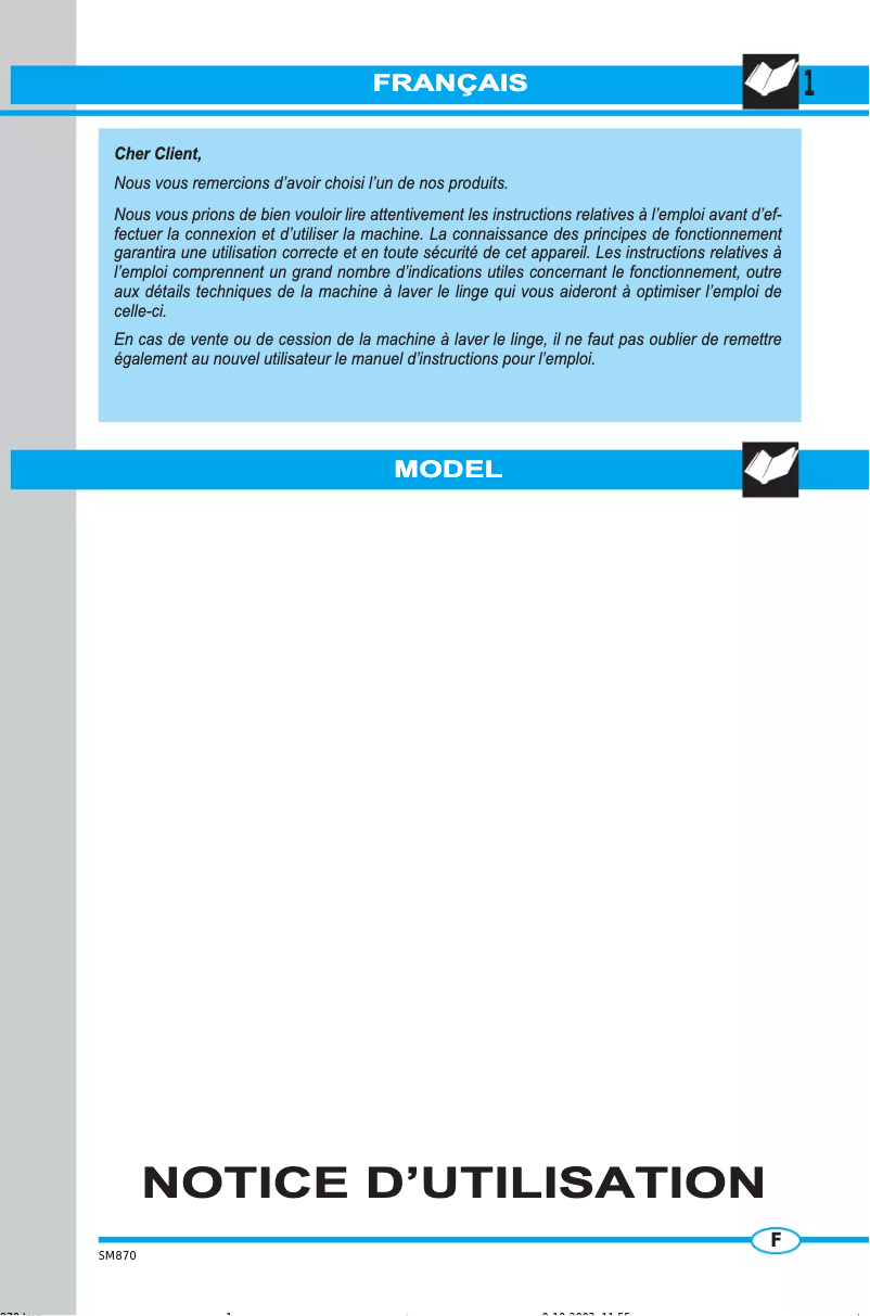 Page 1 de la notice Manuel utilisateur Ardo TL500T