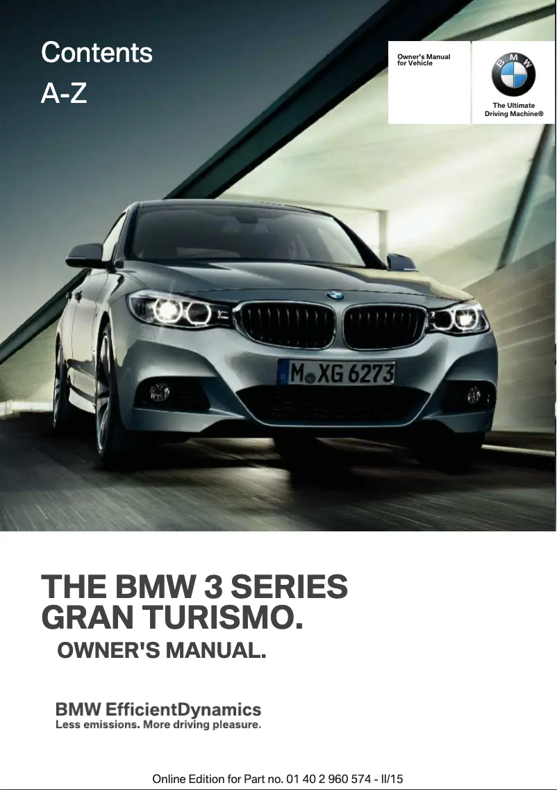 Page 1 de la notice Manuel utilisateur BMW 335i xDrive Gran Turismo (2016)