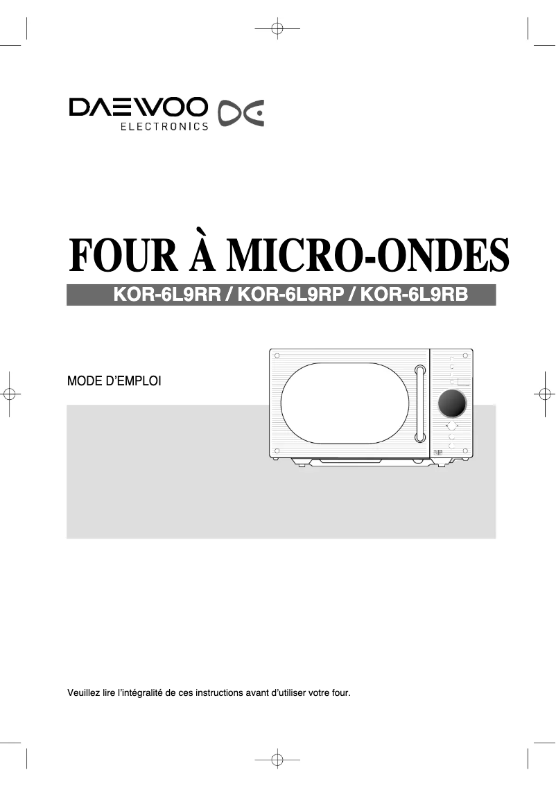 Image de la première page du manuel de l'appareil KOR-6L9RR