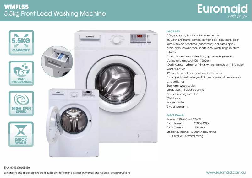 Image de la première page du manuel de l'appareil WMFL55