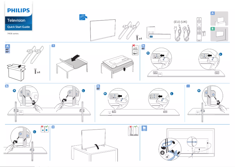 Page 1 de la notice Guide de démarrage rapide Philips 50PUS7406