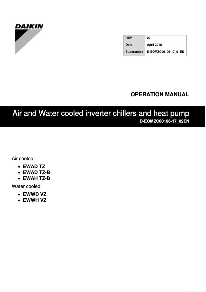 Page n°1 - Manuel utilisateur Daikin EWAH620TZXSB2