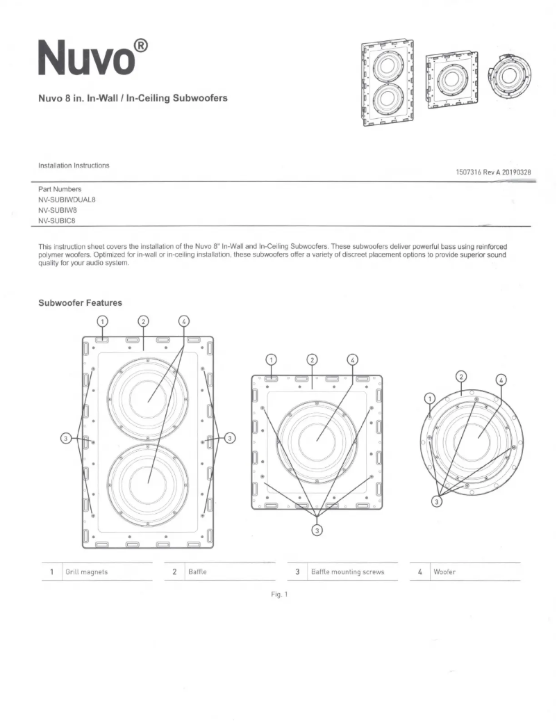 Page n°1 - Manuel utilisateur NUVO NV-SUBIW8