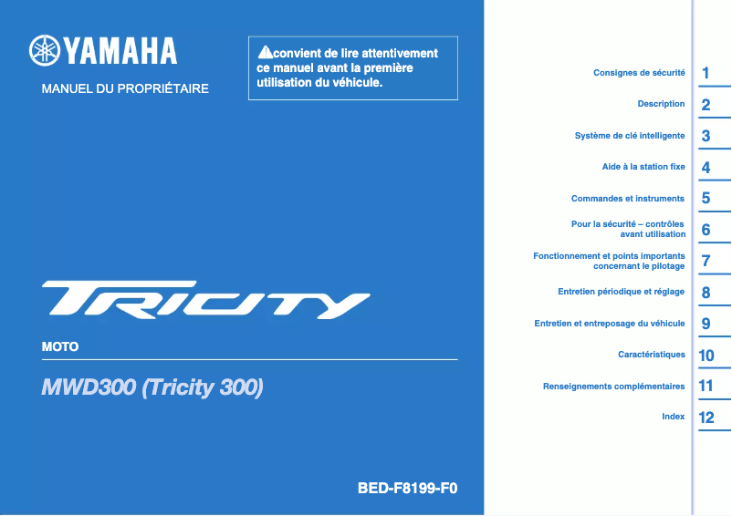 Page n°1 - Manuel utilisateur Yamaha Tricity 300 (2021)