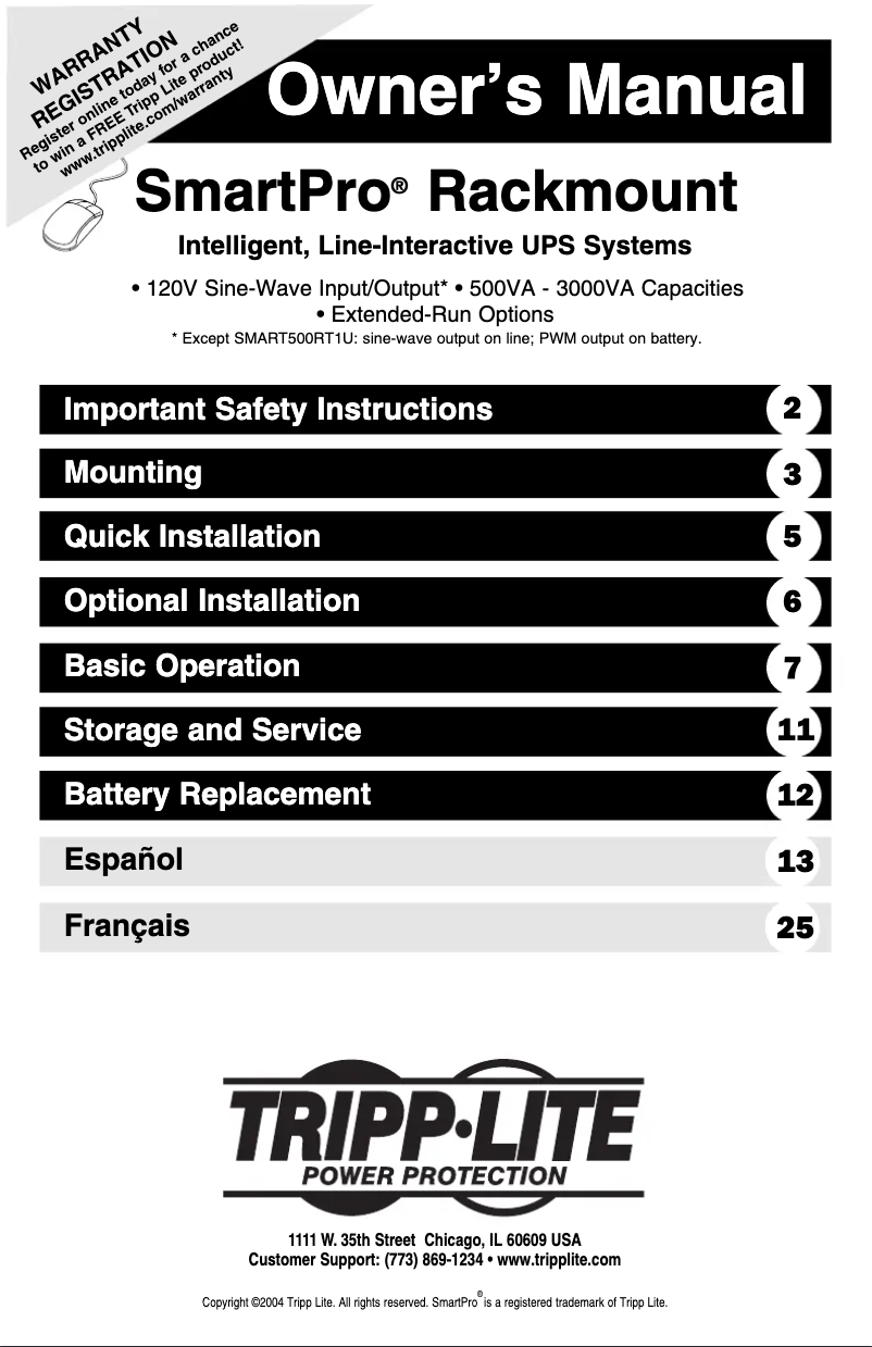 Page n°1 - Manuel utilisateur Tripp Lite SmartPro Expandable Rack/Tower