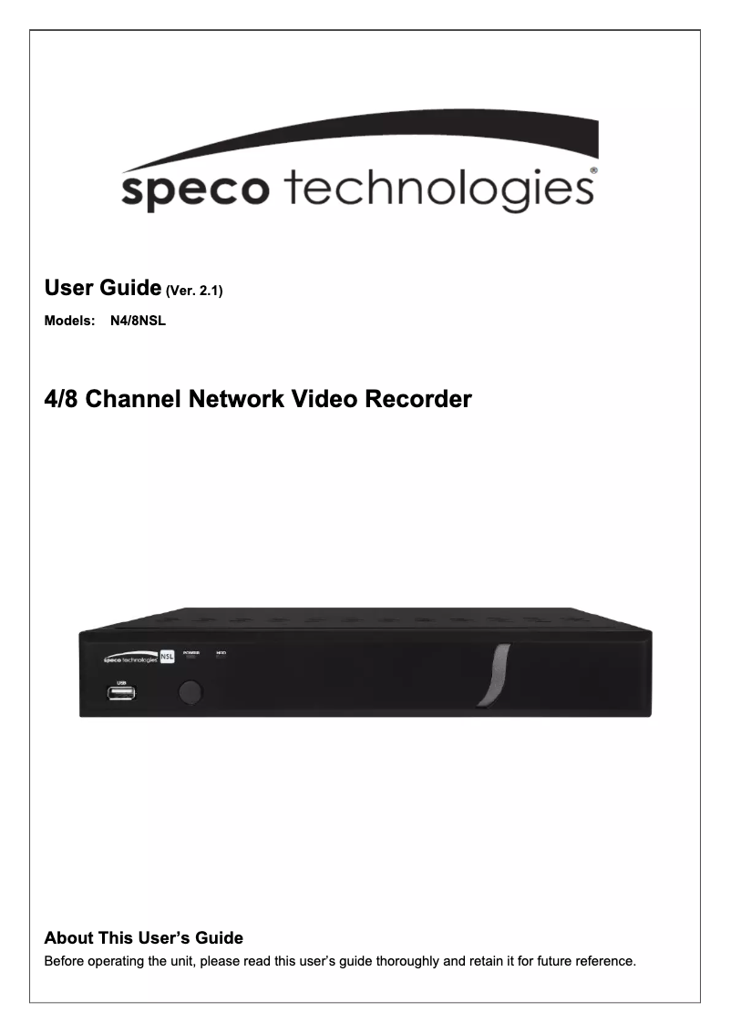 Image de la première page du manuel de l'appareil N8NSL