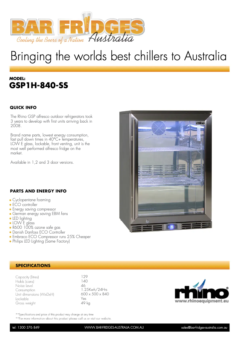 Image de la première page du manuel de l'appareil GSP1H-840-SS