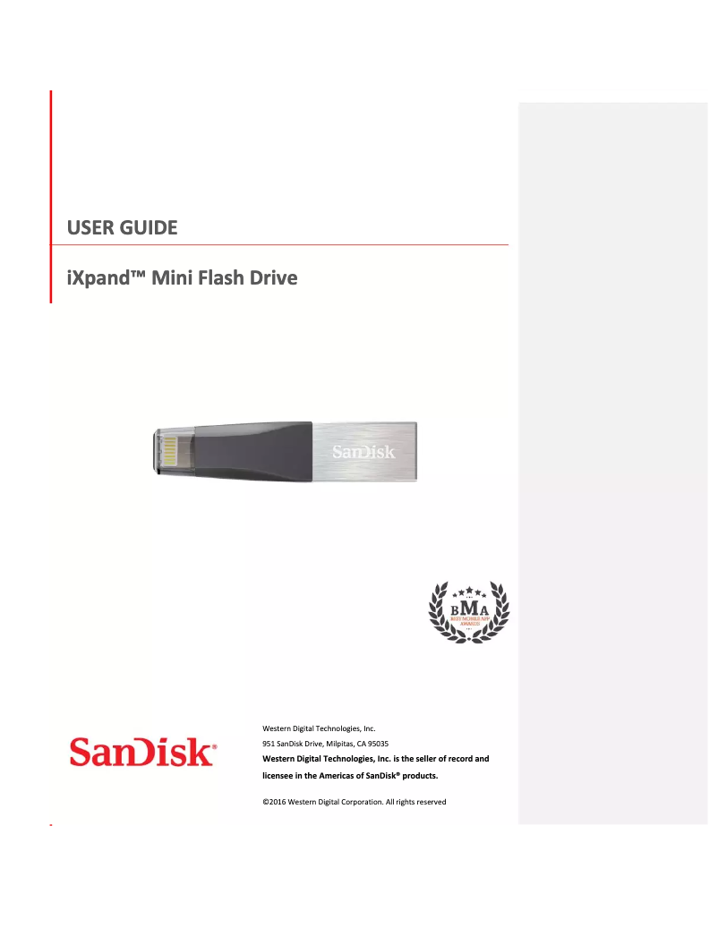 Page 1 of the manual User Manual Sandisk iXpand Mini