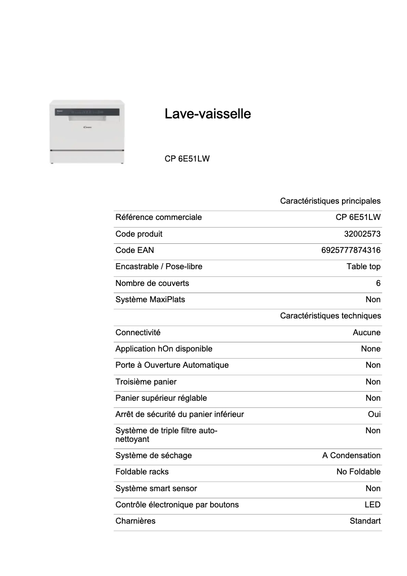 Image de la première page du manuel de l'appareil CP 6E51LW