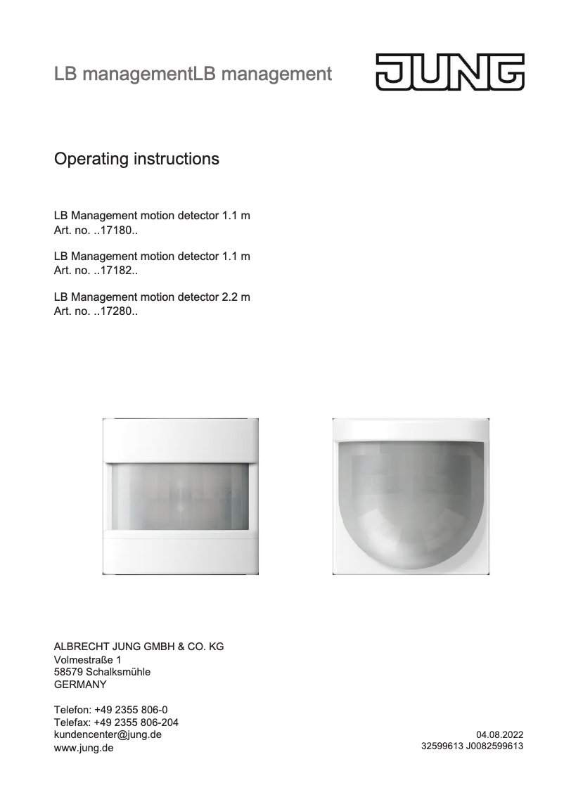 Page n°1 - Manuel utilisateur JUNG CD17180WU