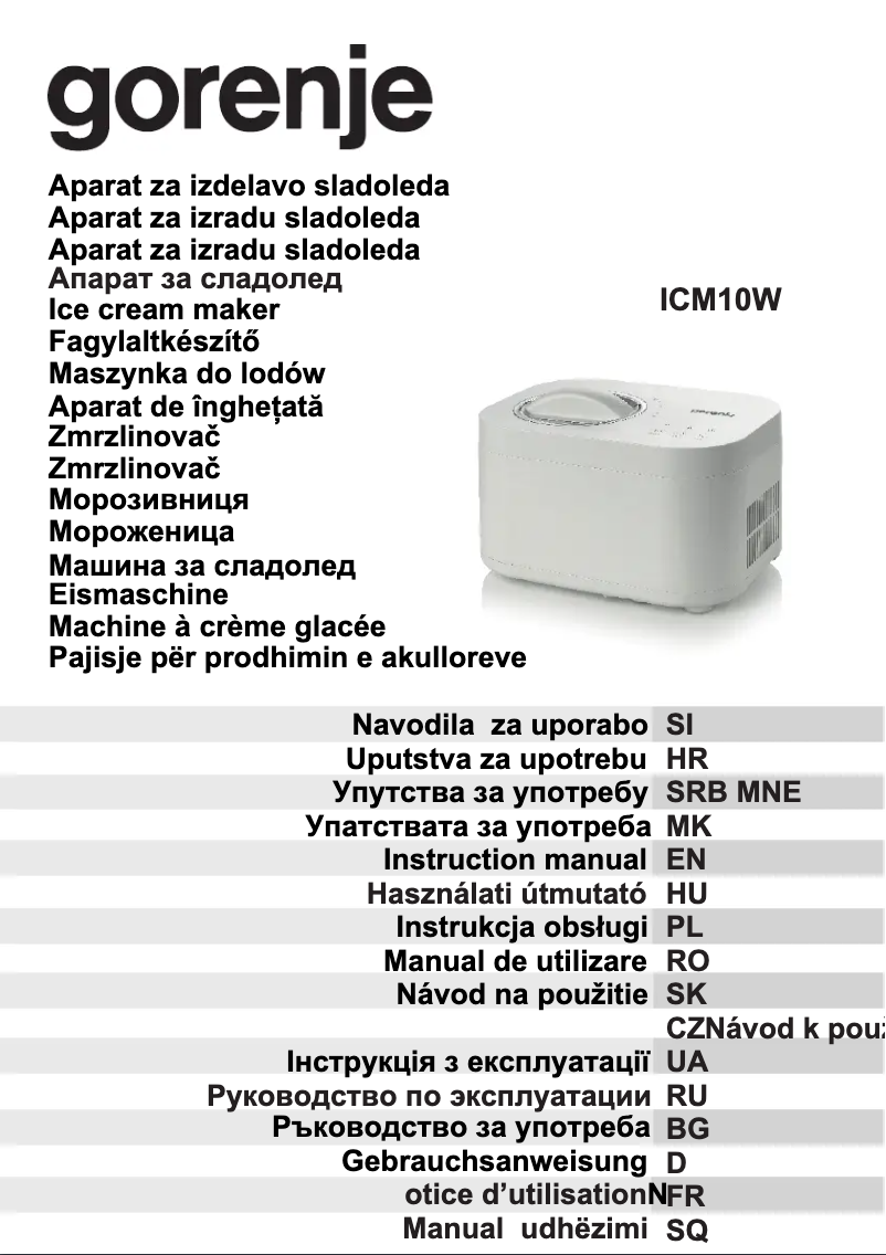 Page 1 de la notice Manuel utilisateur Gorenje ICM10W