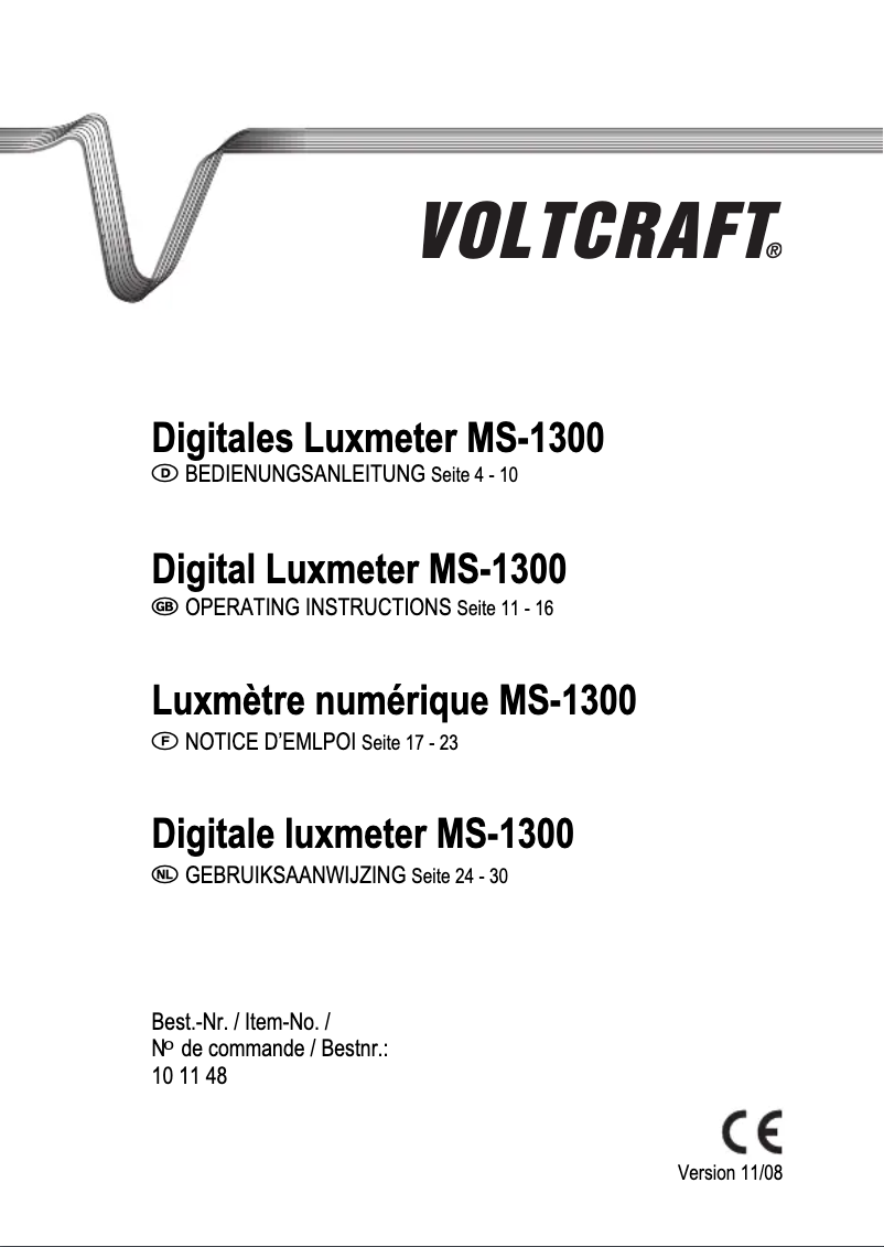 Page 1 de la notice Manuel utilisateur Voltcraft MS-1300