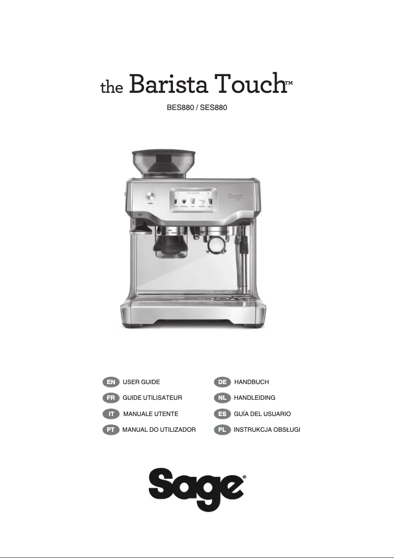 Image de la première page du manuel de l'appareil the Barista Touch SES880