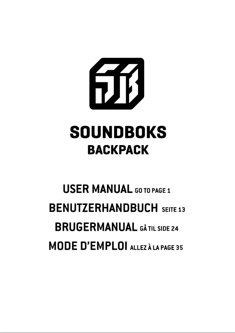Page 1 de la notice Manuel utilisateur SOUNDBOKS Backpack