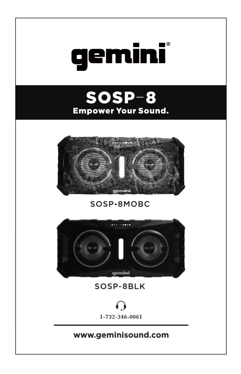Page 1 de la notice Manuel utilisateur Gemini SOSP-8MOBC