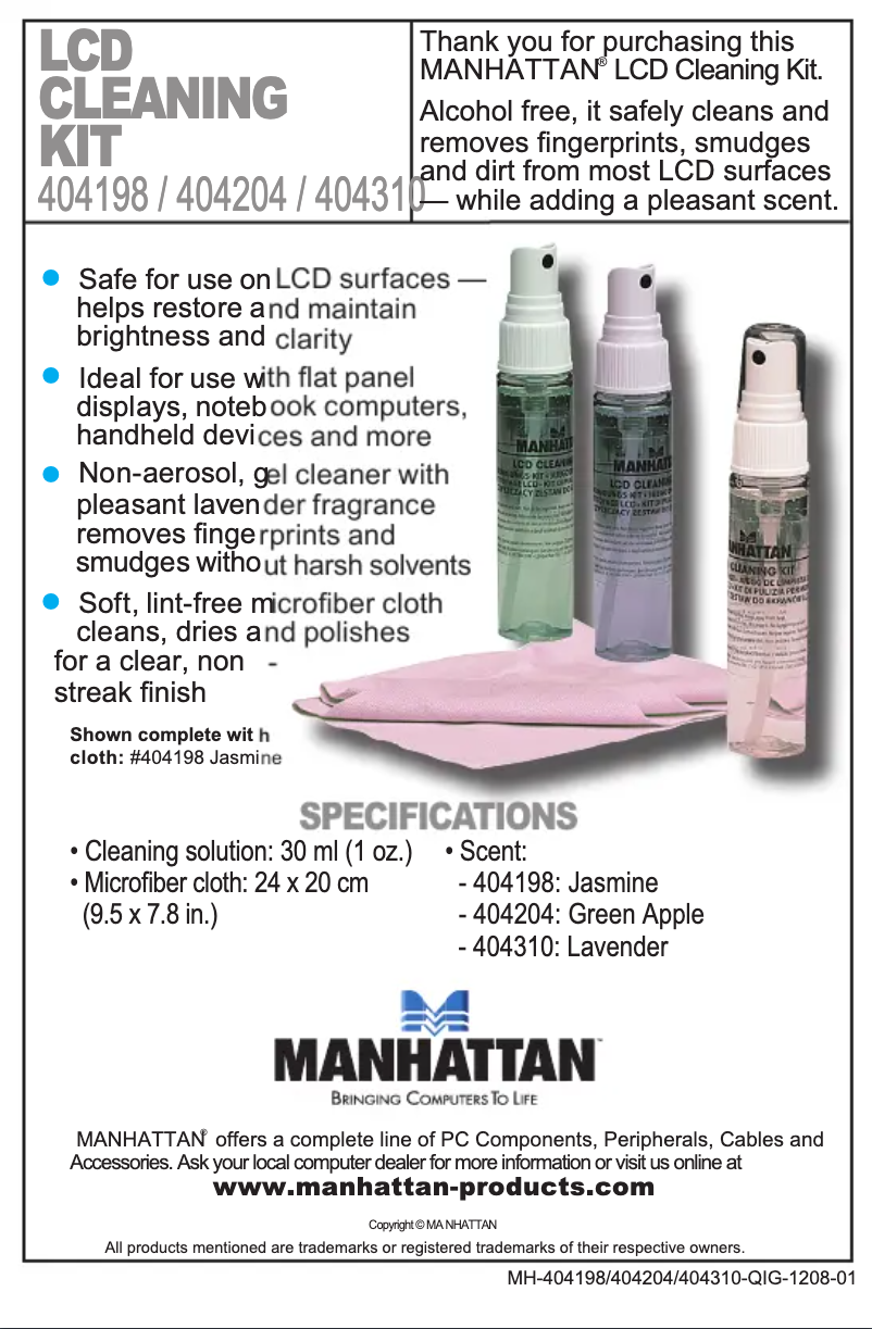 Page 1 de la notice Manuel utilisateur Manhattan 404198