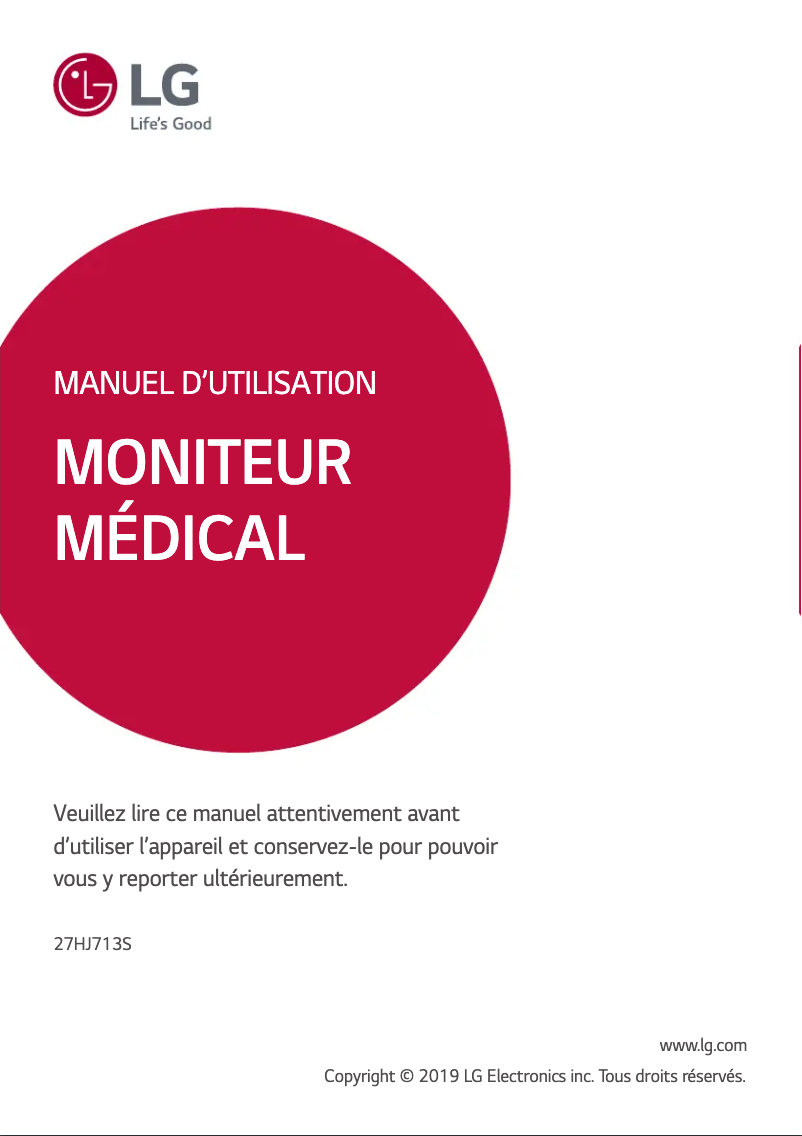 Page 1 de la notice Manuel utilisateur LG 27HJ713S