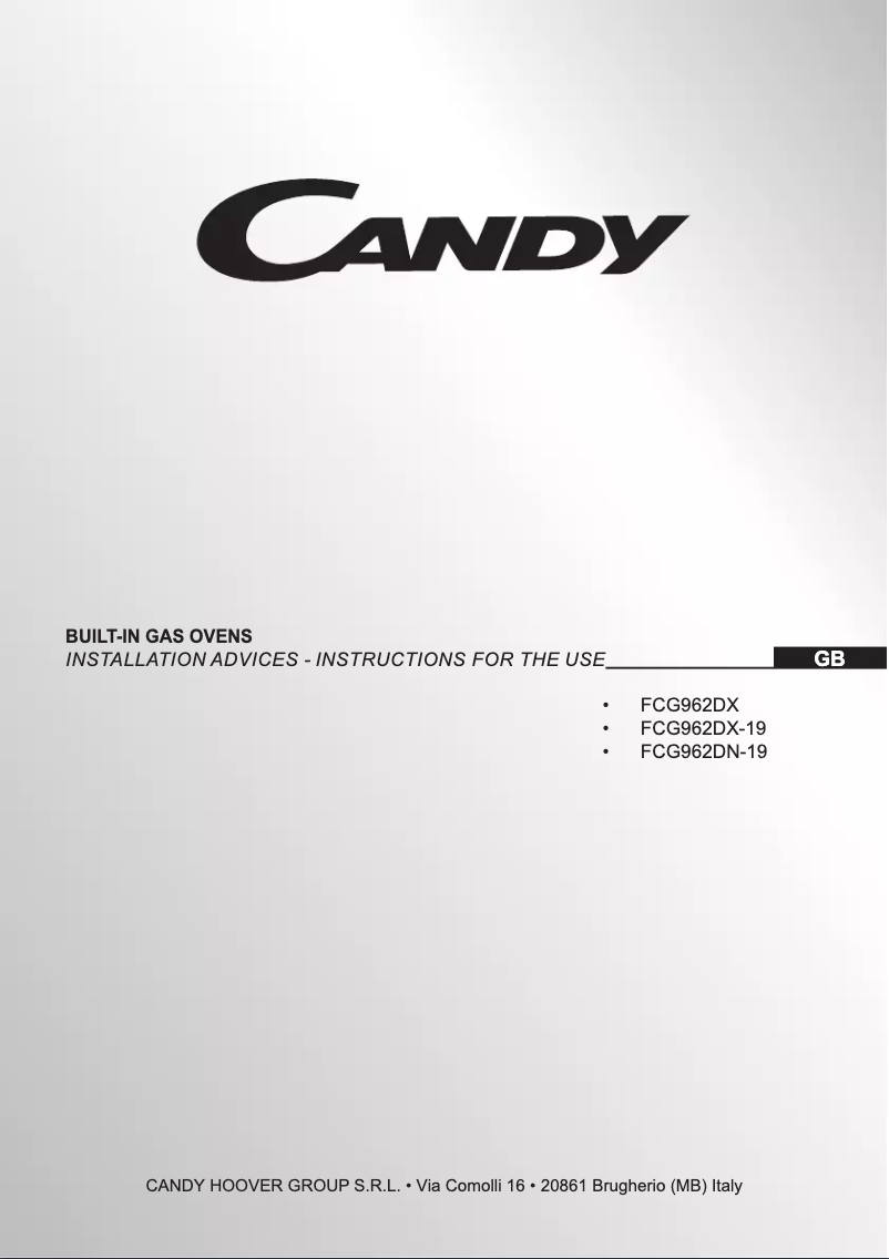 Page 1 de la notice Manuel utilisateur Candy FCG962DX