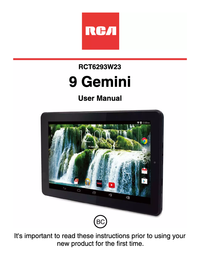Page 1 de la notice Manuel utilisateur RCA 9 Gemini