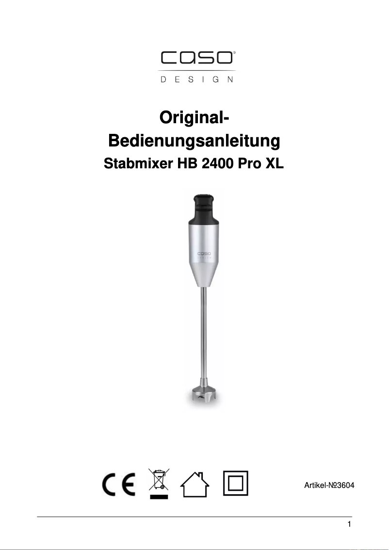 Page 1 de la notice Manuel utilisateur Caso HB 2400 Pro XL