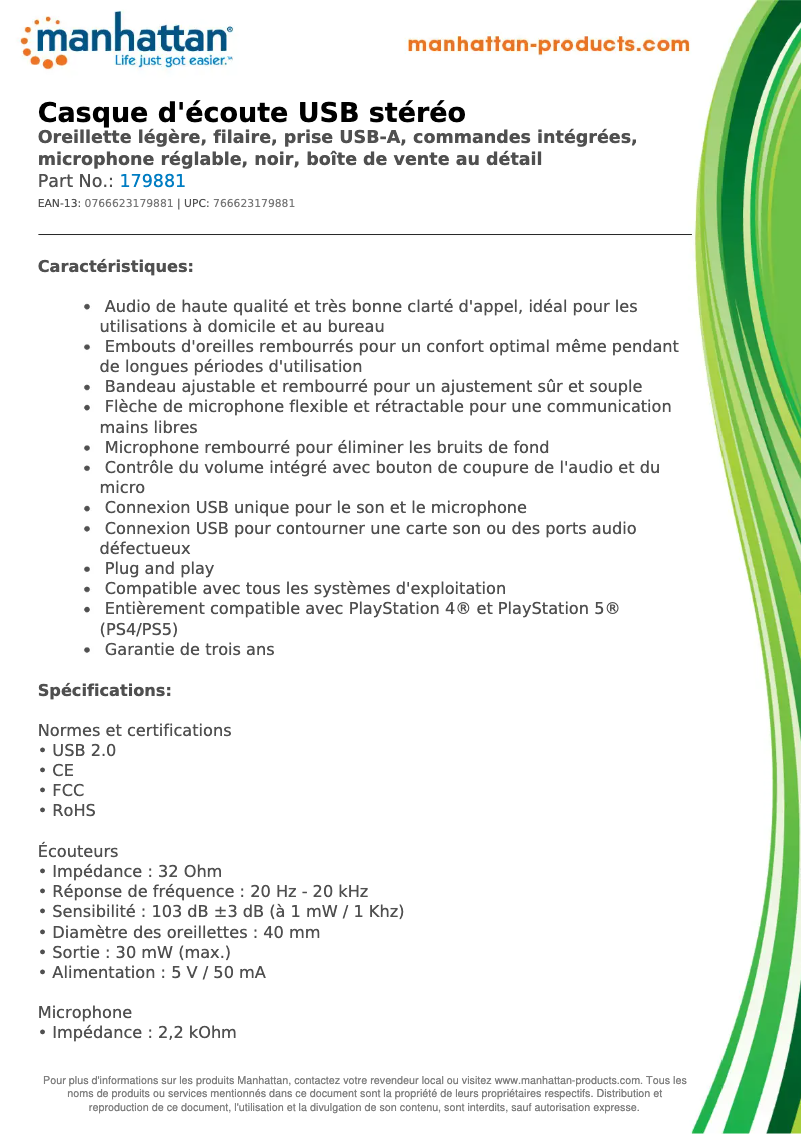 Page n°1 - Fiche technique Manhattan 179881
