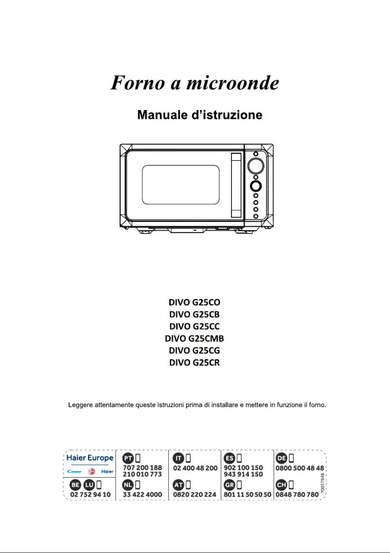 Page 1 de la notice Manuel utilisateur Candy DIVO G25CC