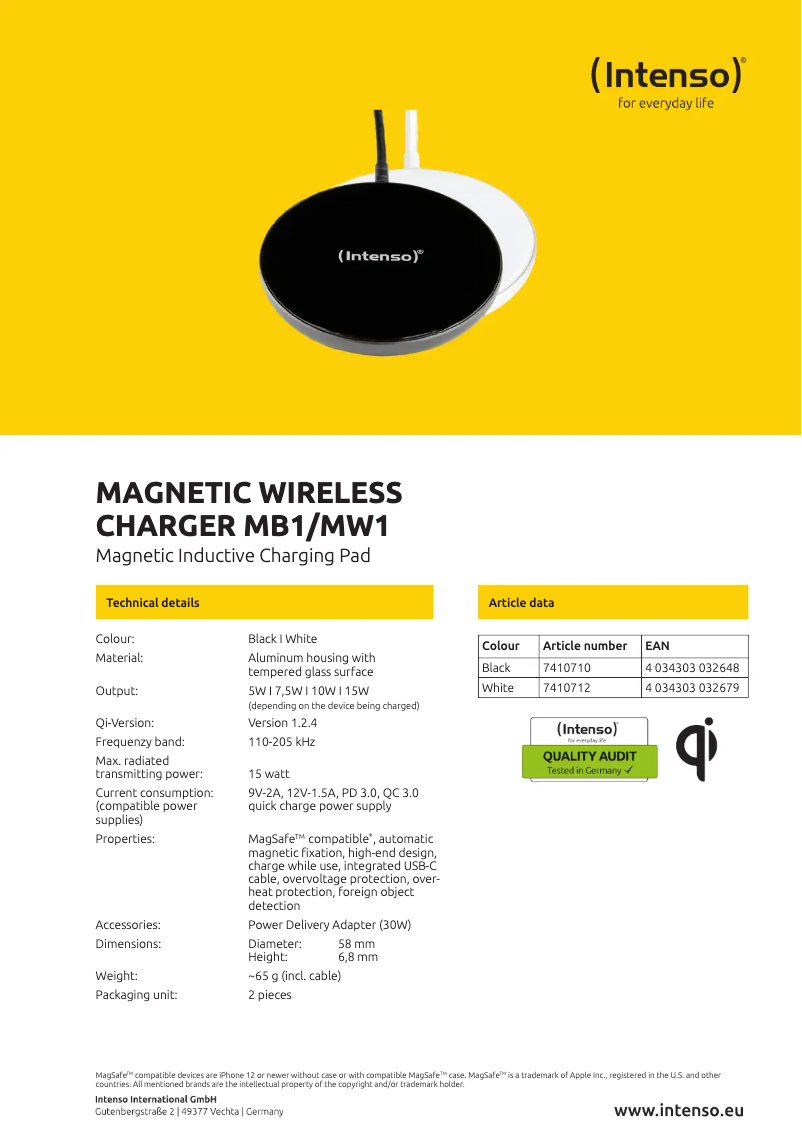 Page n°1 - Fiche technique Intenso MB1
