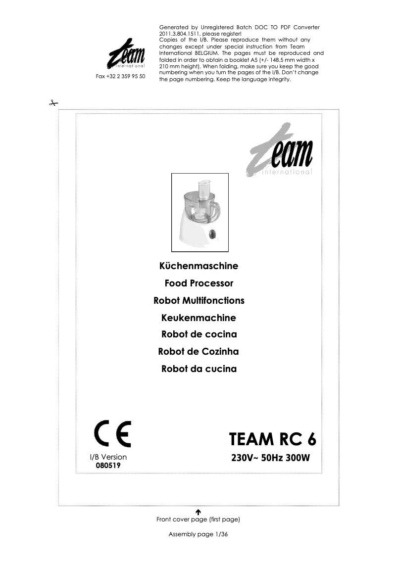 Page n°1 - Manuel utilisateur Team RC 6
