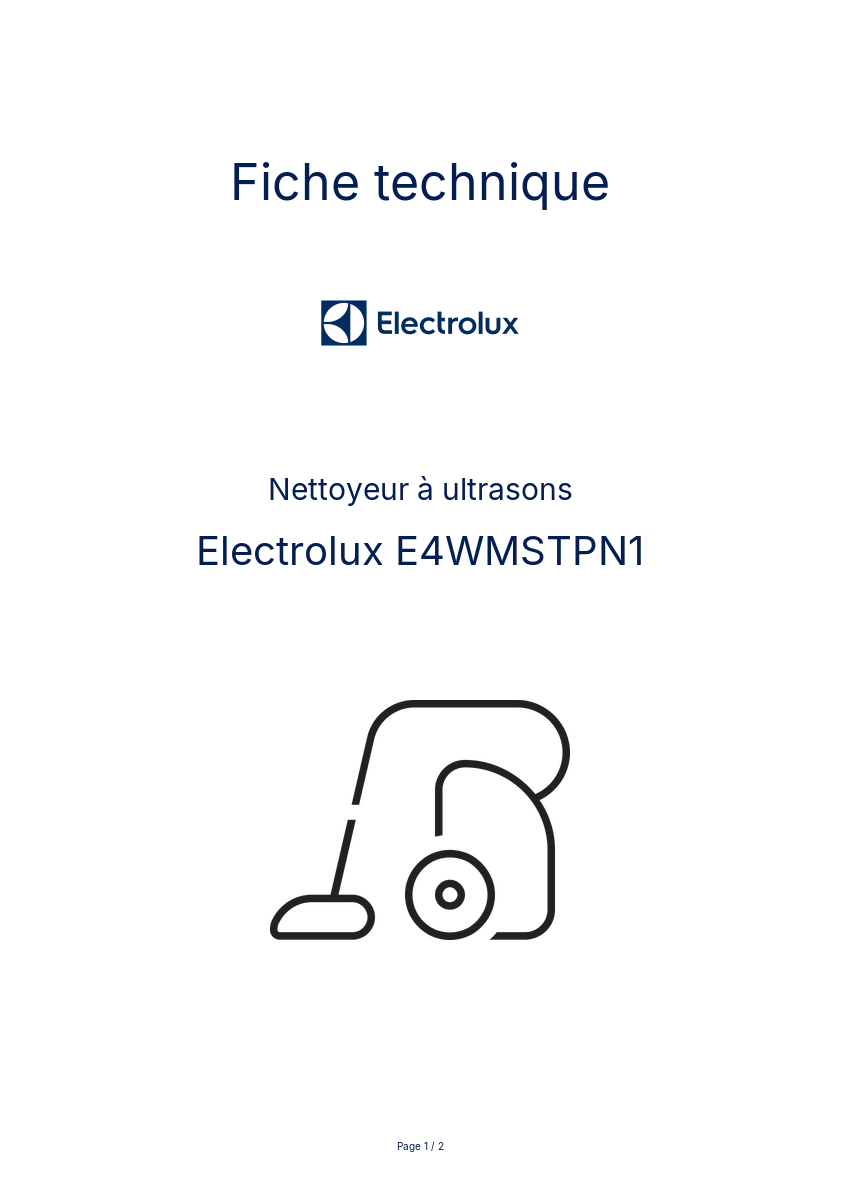 Page n°1 - Fiche technique Electrolux E4WMSTPN1