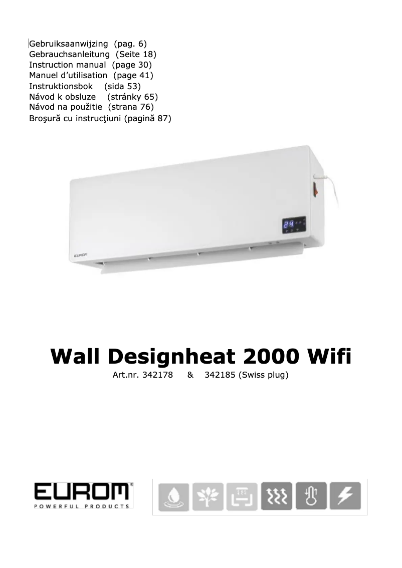 Page n°1 - Manuel utilisateur Eurom Wall Designheat 2000 WiFi