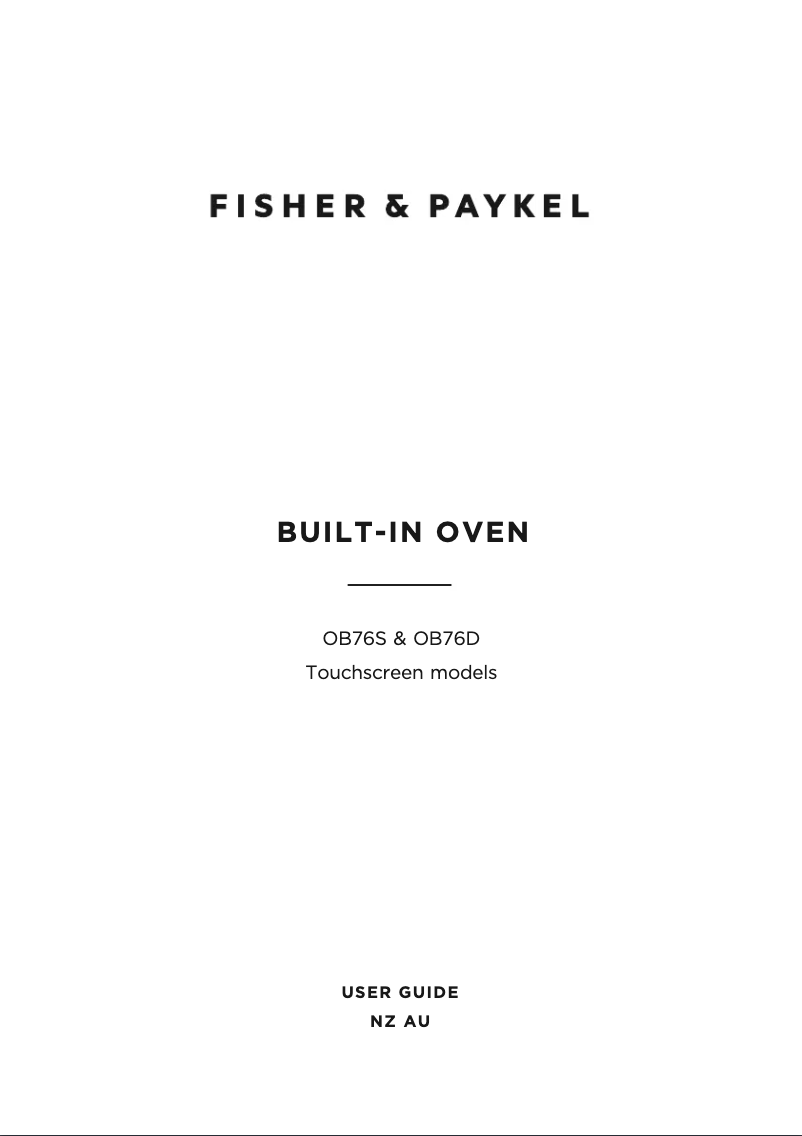 Page n°1 - Manuel utilisateur Fisher & Paykel OB76SPPTX1